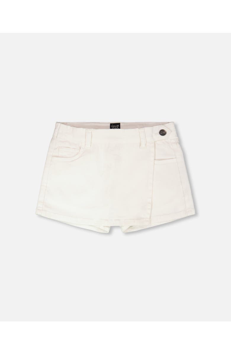 Deux par Deux Soft Stretch Side Pocket Twill Skort, Main, color, White