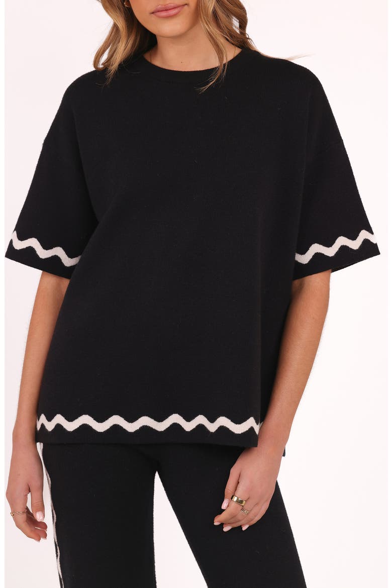 Vespa Scallop Sweater, Main, color, BLACK WHITE