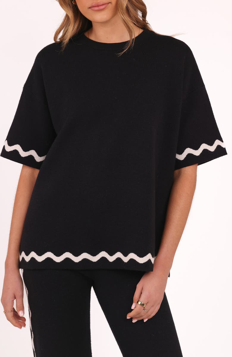Petal & Pup Vespa Scallop Sweater, Main, color, Black White