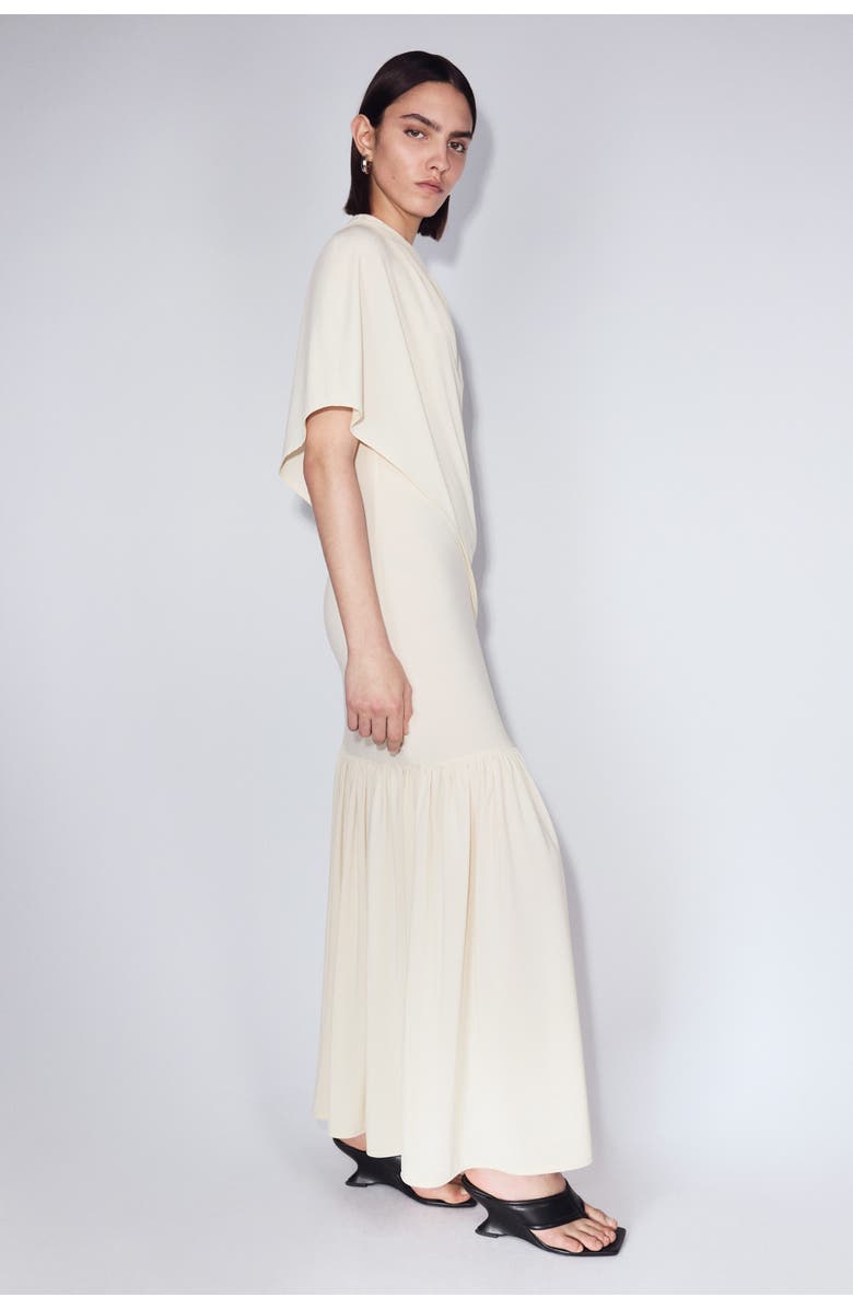 H&M Cape-detail Jersey Dress, Alternate, color, Pale Yellow