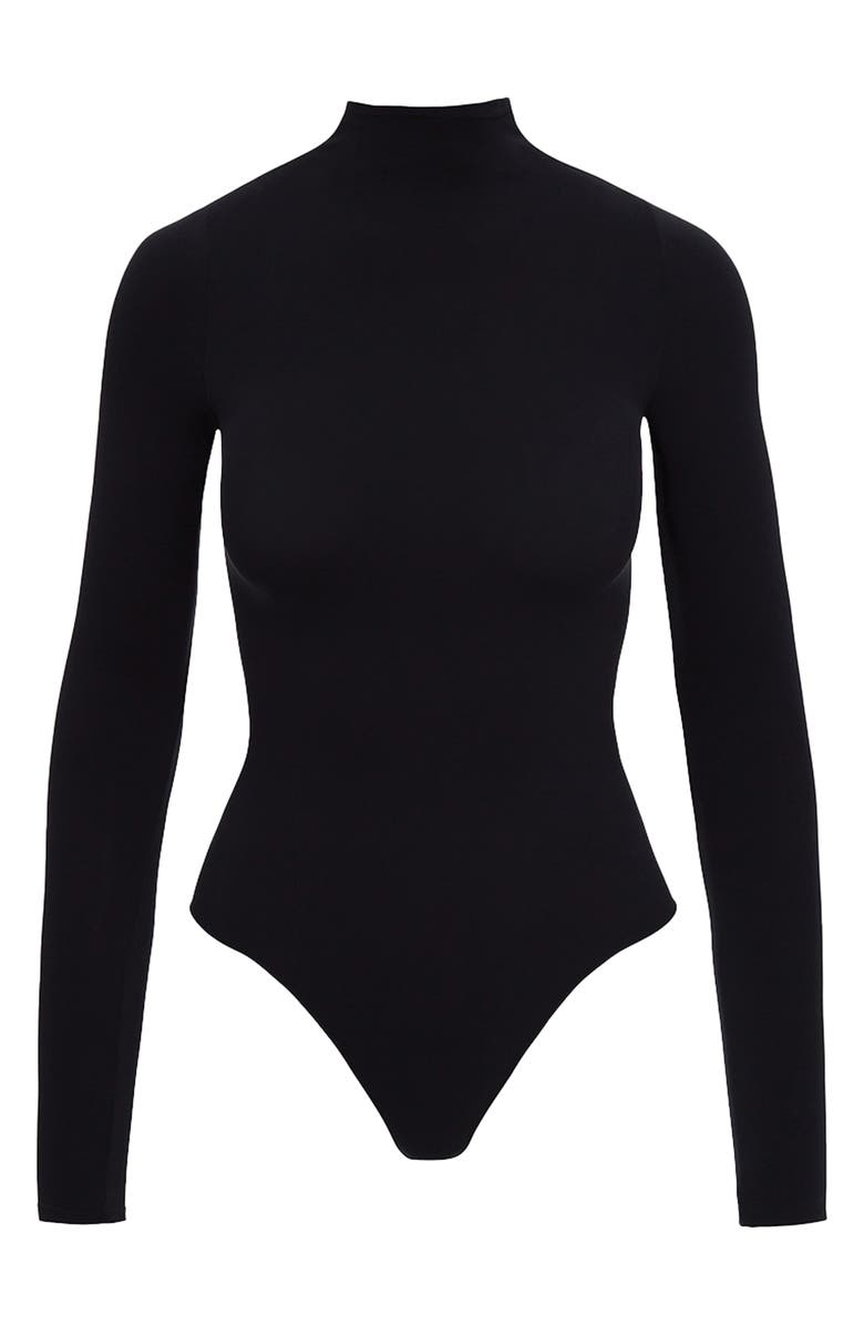 Commando Ballet Funnel Neck Bodysuit, Main, color, Black