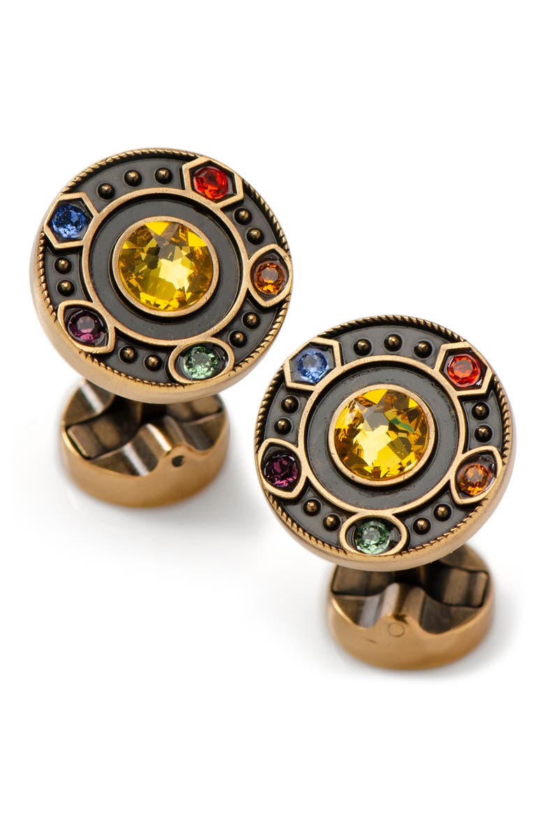 Infinity Stones Cuff Links & Lapel Pin Set, Alternate, color, GOLD