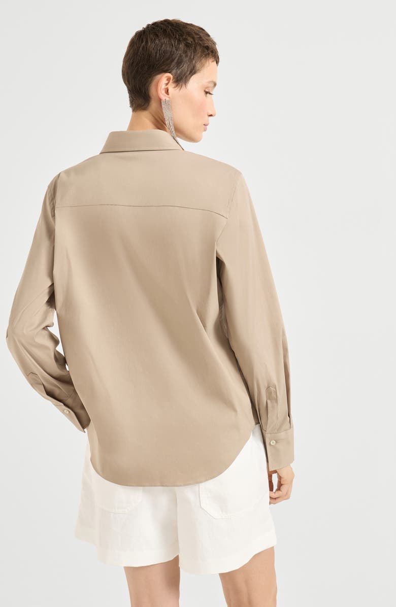 Brunello Cucinelli Stretch poplin shirt, Alternate, color, Beige