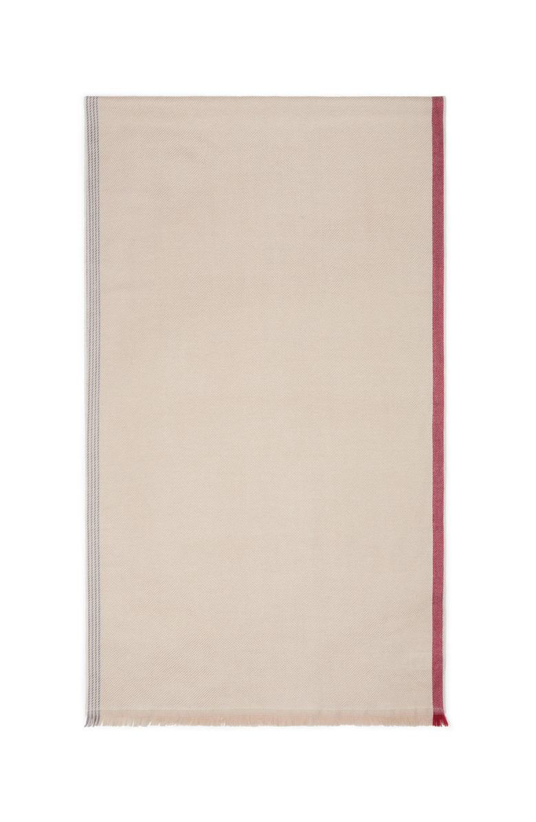 Brunello Cucinelli Wool and cashmere diagonal scarf with striped edge, Main, color,