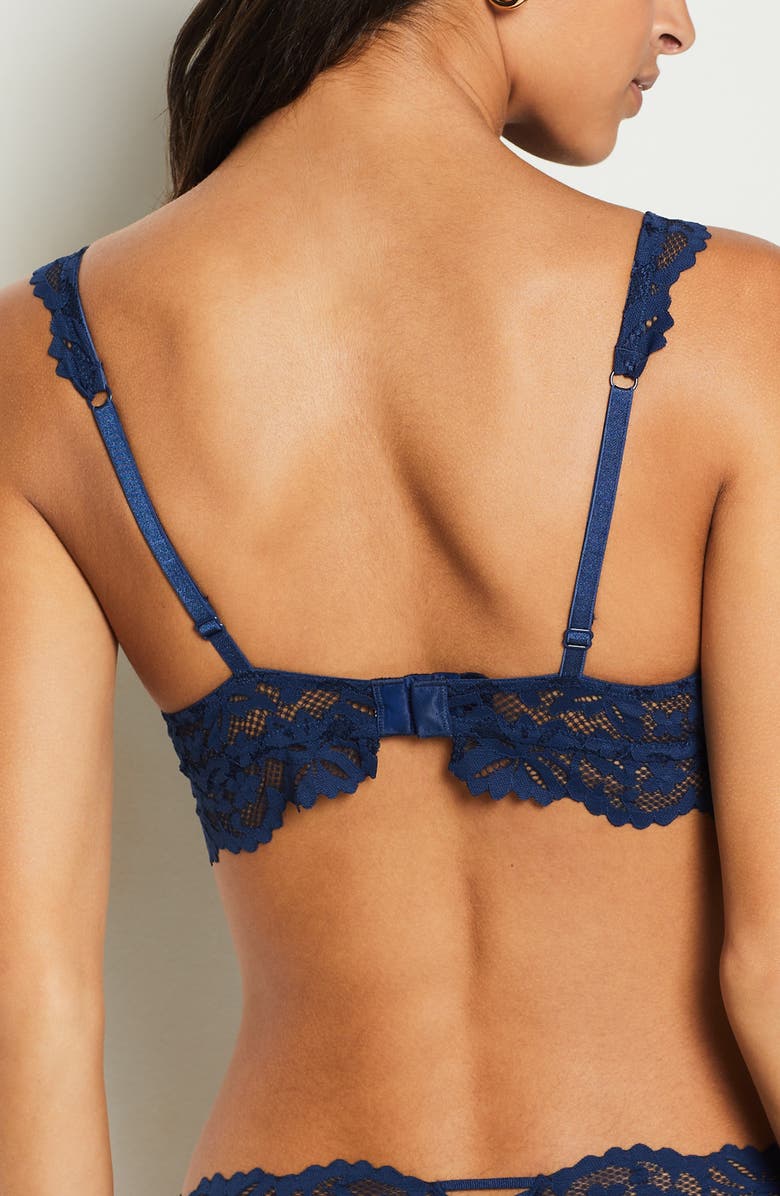 Etam Legende Lace Unerwire Bra, Alternate, color, Navy