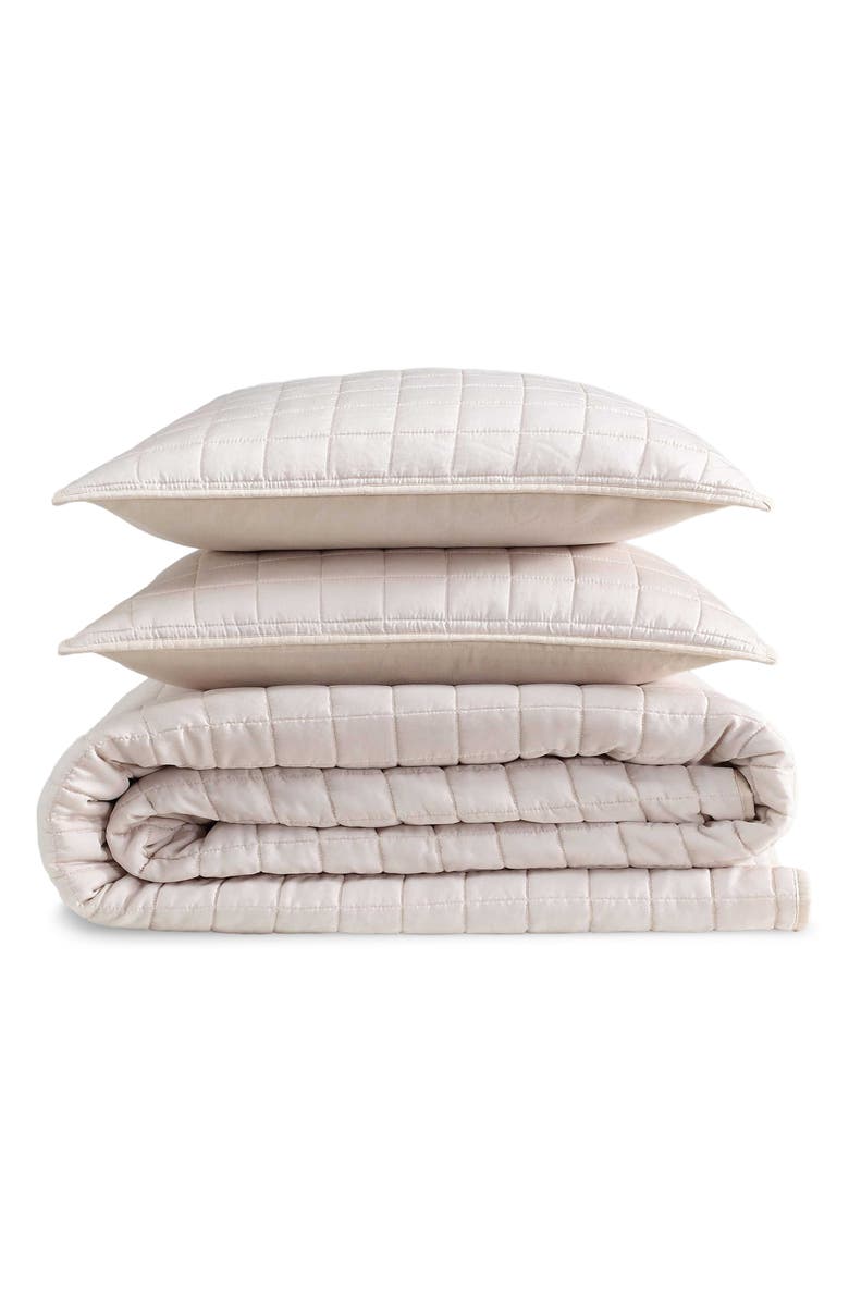 Calvin Klein Signature Quilted Comforter & Shams Set, Main, color, Light Pink