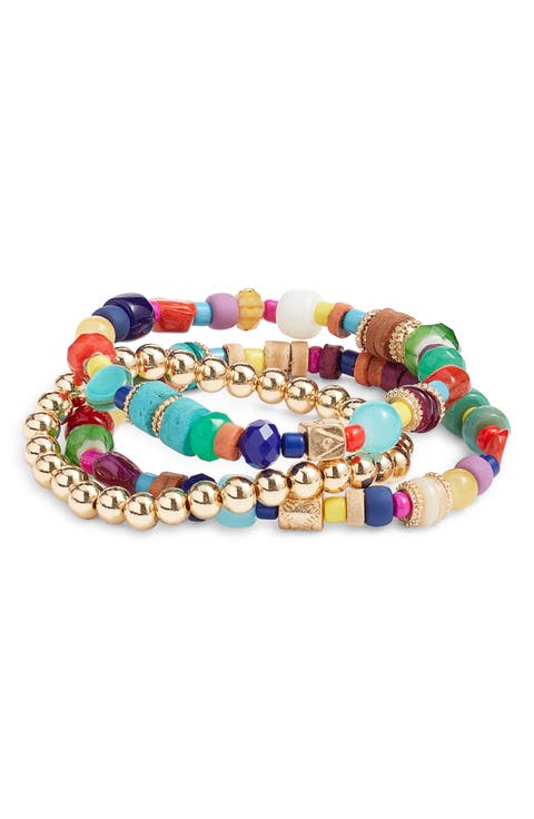 Set of 3 Mixed Bead Stretch Bracelets
