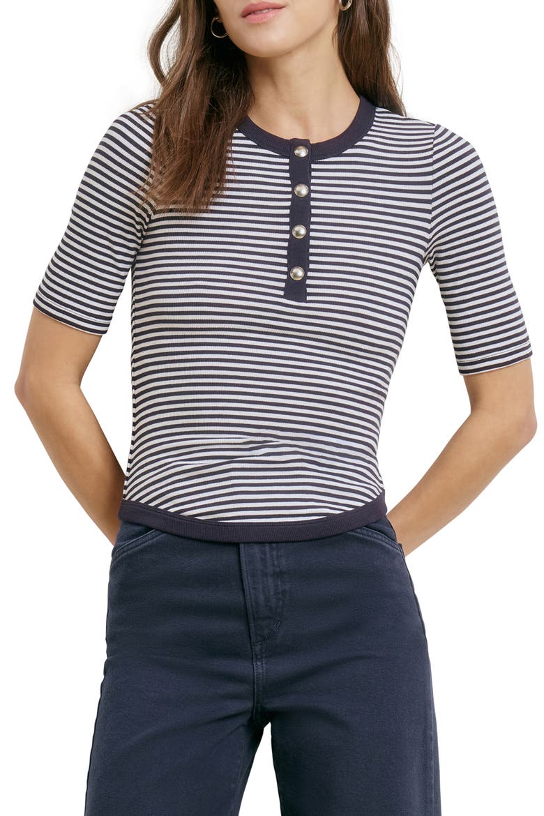 The Foundation Stripe Henley, Main, color, NAVY/ WHITE STRIPE
