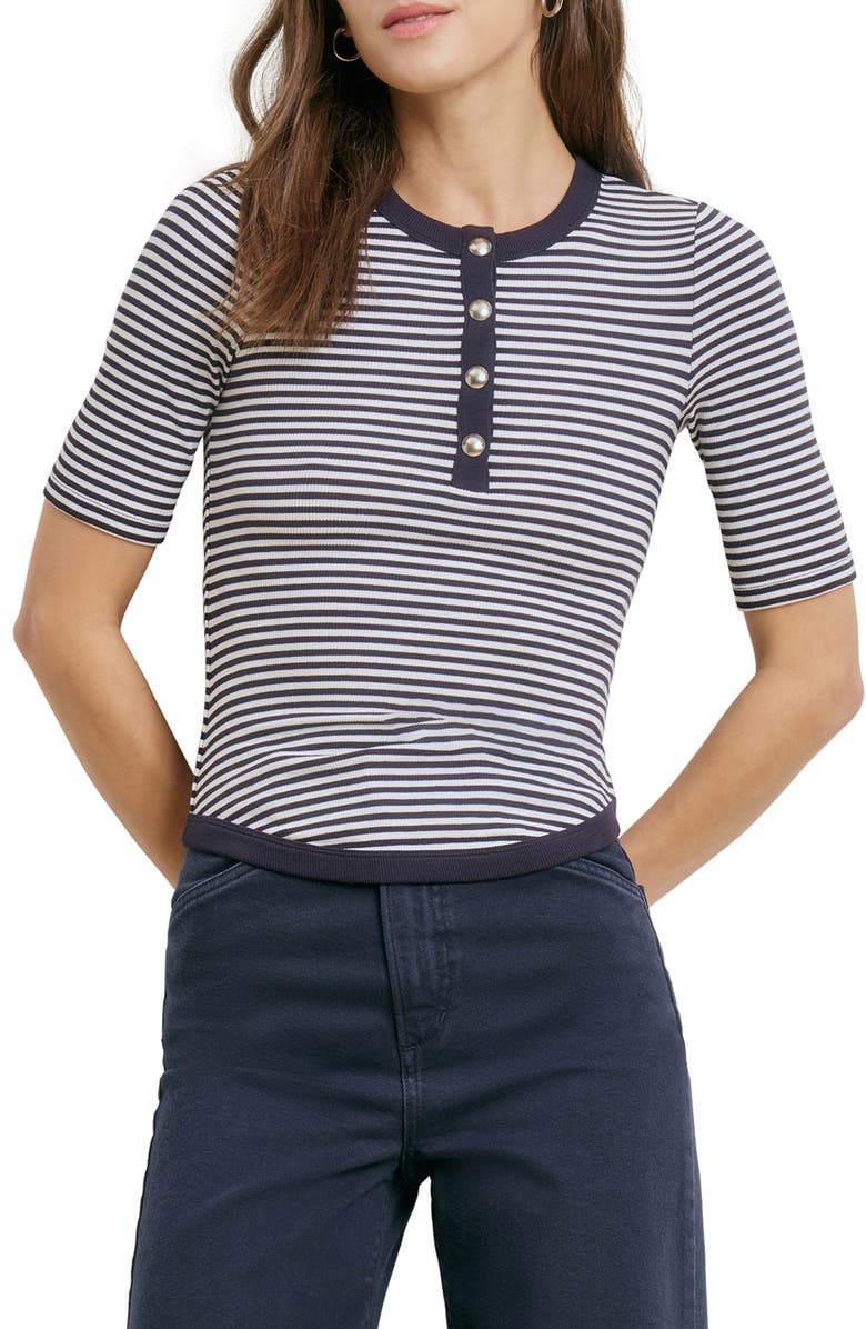 Favorite Daughter The Foundation Stripe Henley, Main, color, Navy/ White Stripe