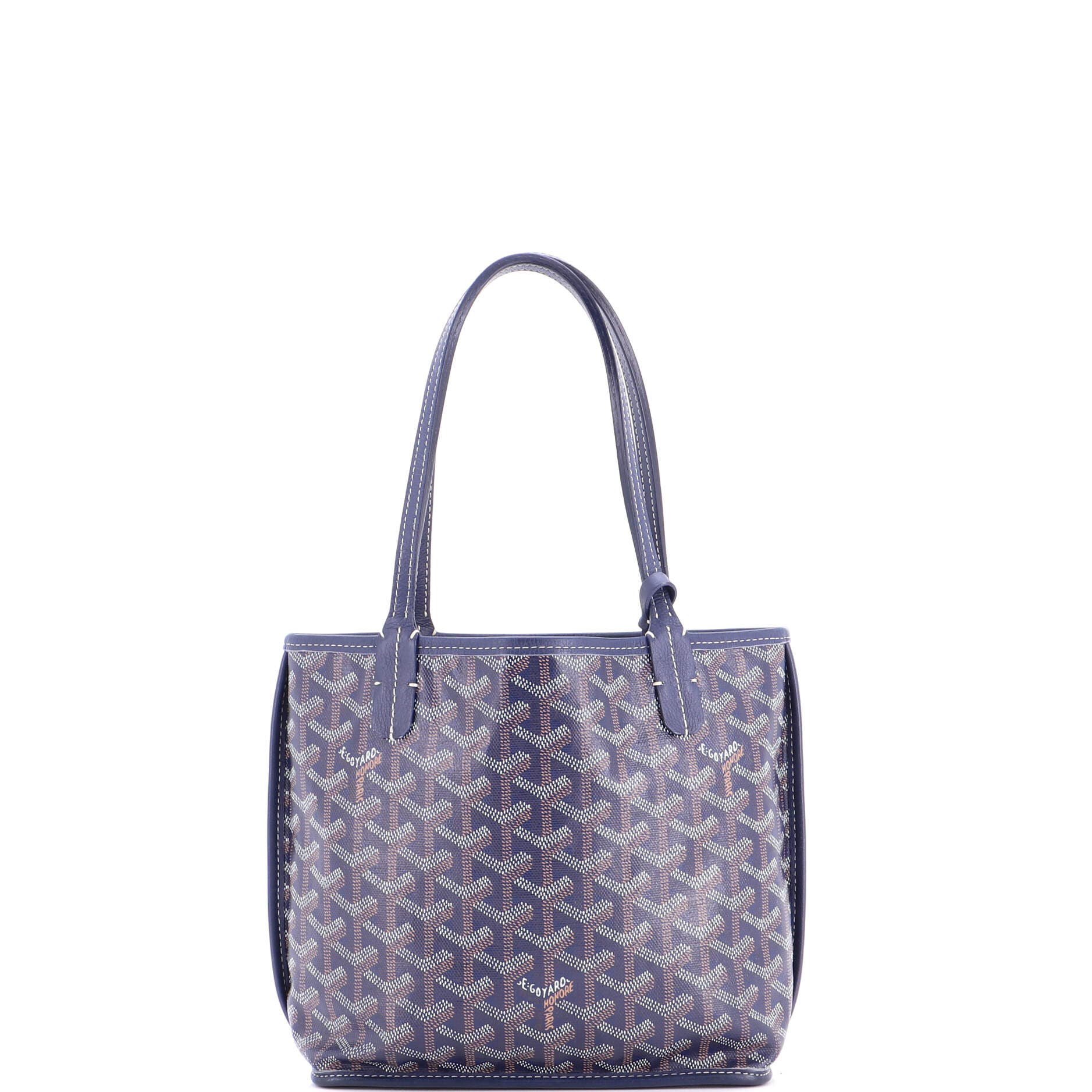 Pre-Owned Goyard Anjou Reversible Tote Coated Canvas Mini, Alternate, color, Blue