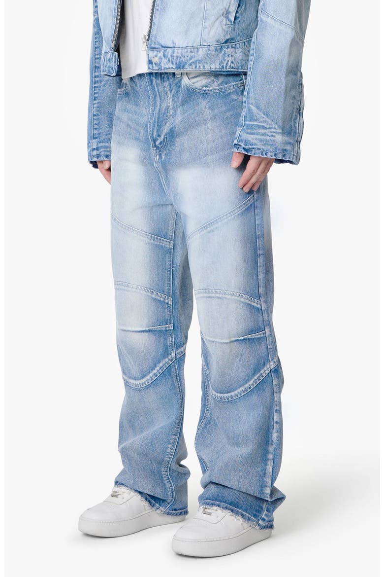 Paneled Moto Denim Jeans, Alternate, color, WASHED BLUE