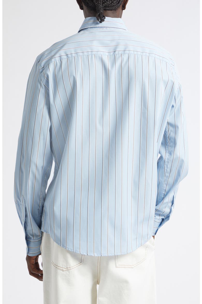 Ami de Coeur Stripe Cotton Poplin Button-Down Shirt, Alternate, color, BLEU CACHEMIRE/ IVOIRE