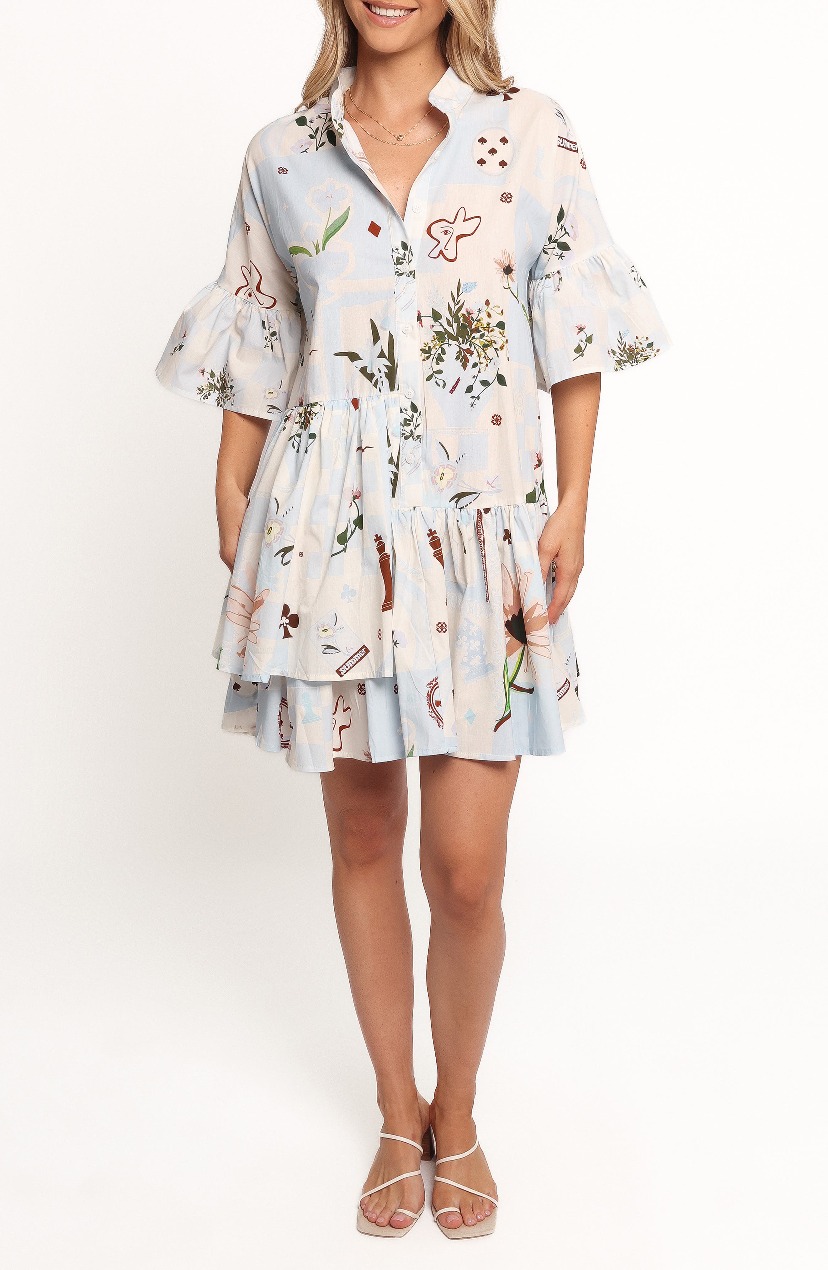 Petal & Pup Marguerite Tiered Cotton Shirtdress