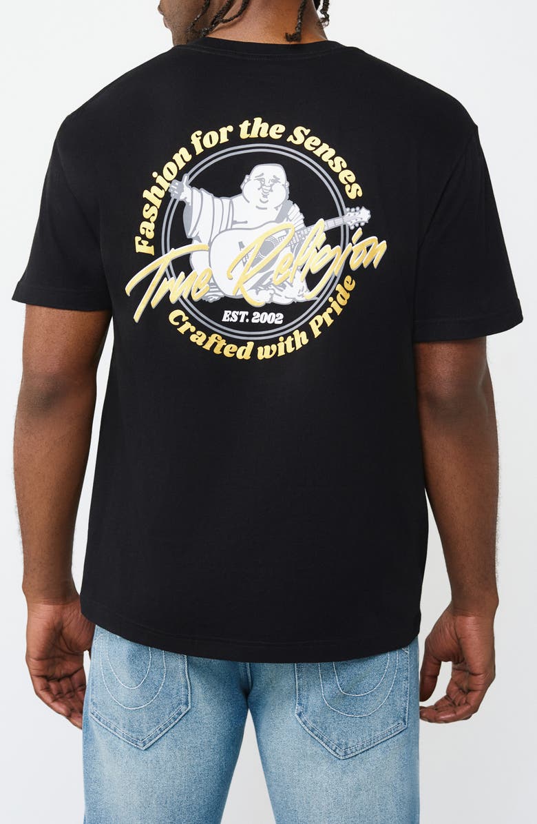 True Religion Marker Script Buddha Graphic T-Shirt, Alternate, color, Jet Black