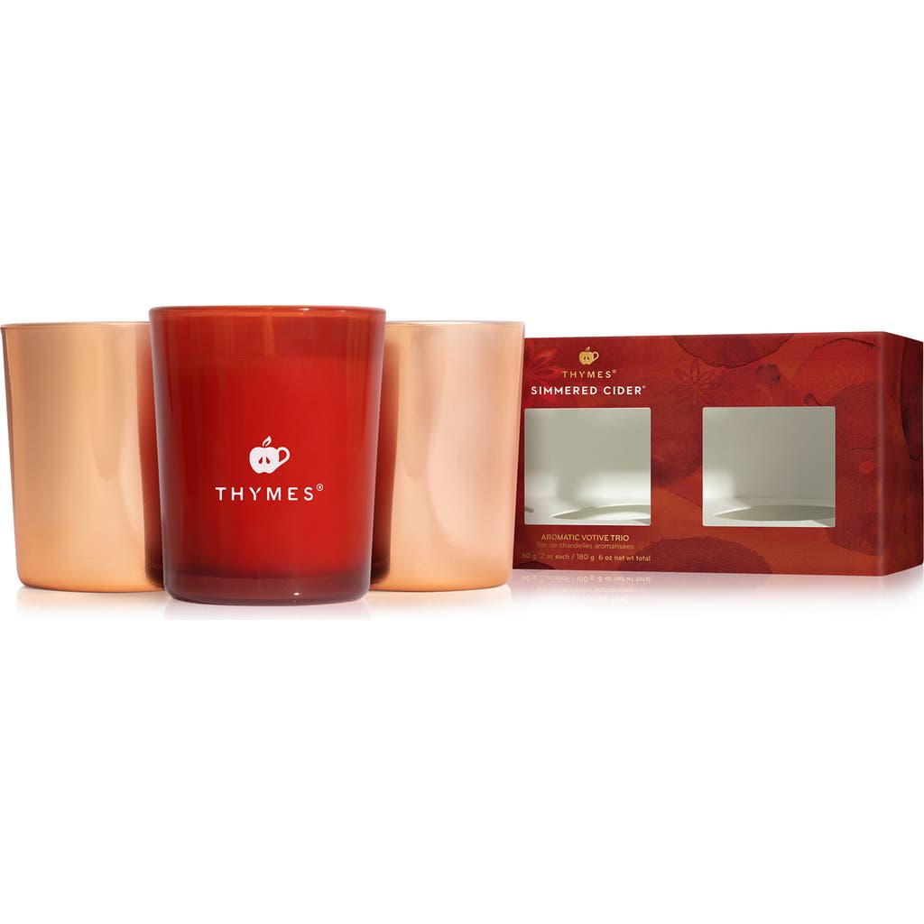 Thymes Simmered Cider Aromatic Votive Trio In Red