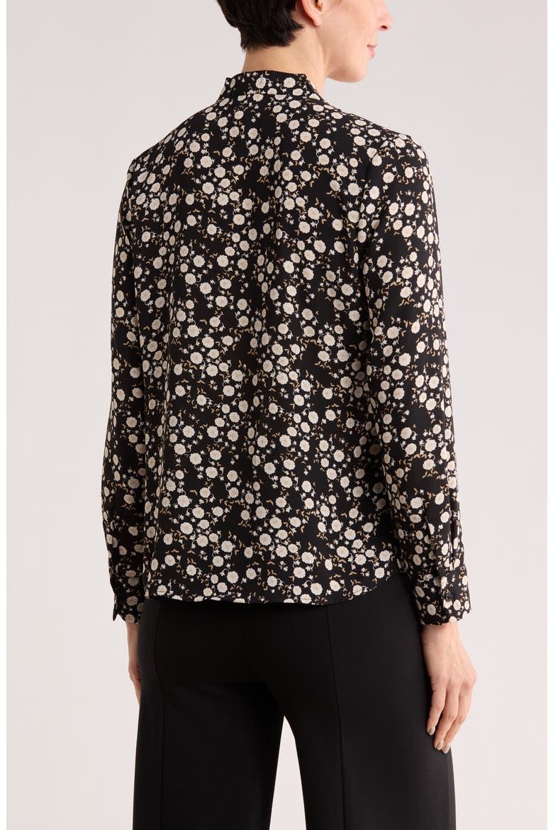 V-Neck Long Sleeve Top, Alternate, color, BLACK- IVORY JOSIE DITSY