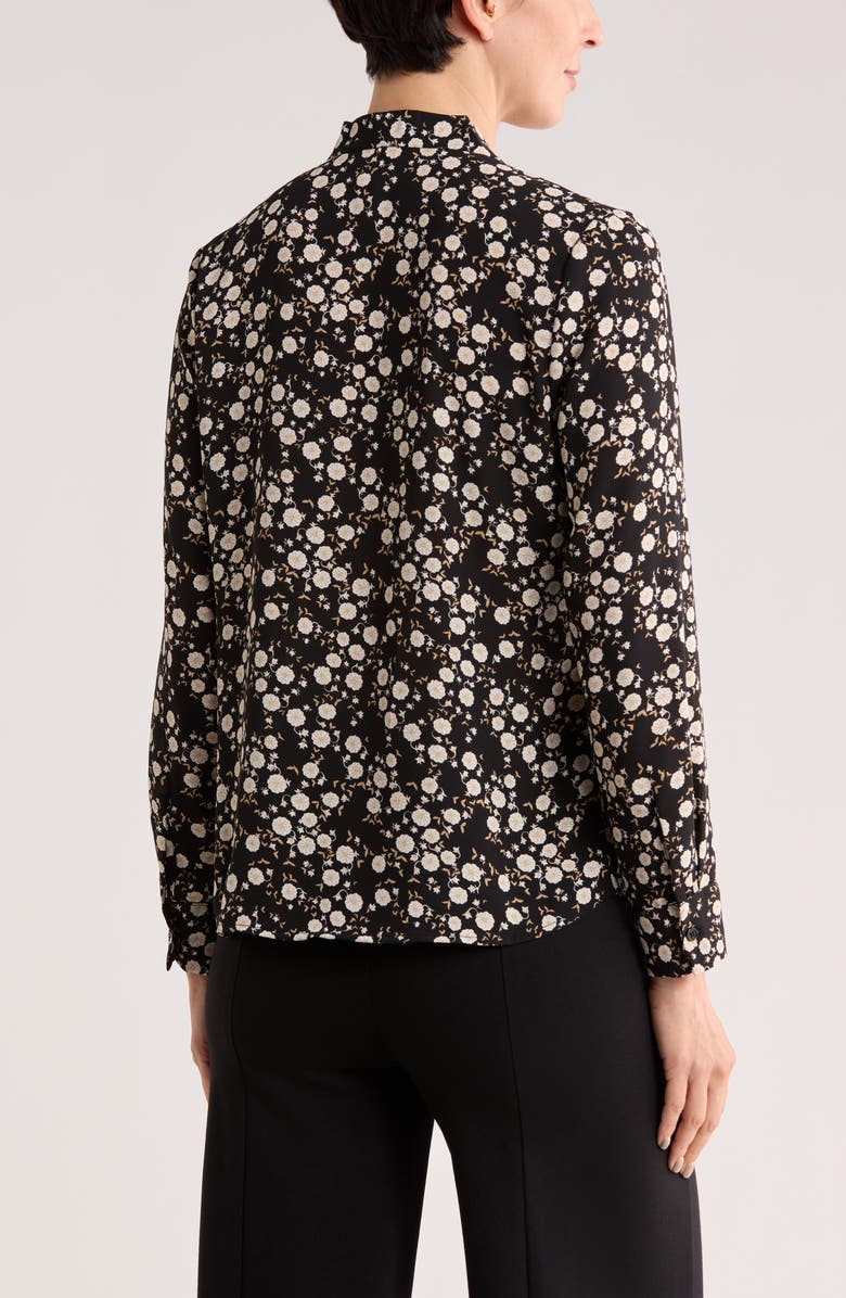 NORDSTROM RACK V-Neck Long Sleeve Top, Alternate, color, Black- Ivory Josie Ditsy