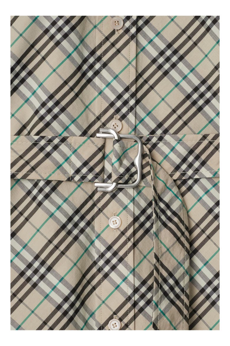 Check Cotton Shirt Dress, Alternate, color, Husk