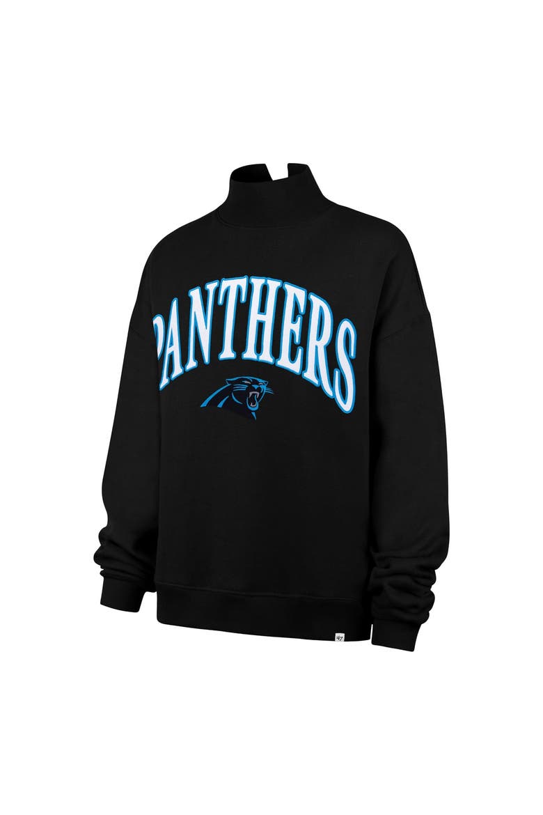 Women's '47 Black Carolina Panthers Oversized Vantage Mock Neck Sweatshirt, Alternate, color, Black