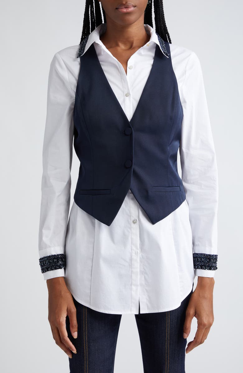 Cinq à Sept Ellery Beaded Trim Shirt, Main, color, 