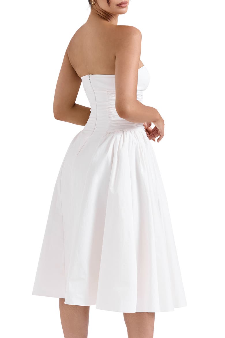 house of cb giorgiana dress black Georgiana Strapless Stretch Cotton Fit & Flare (Women) It features structured shoulders