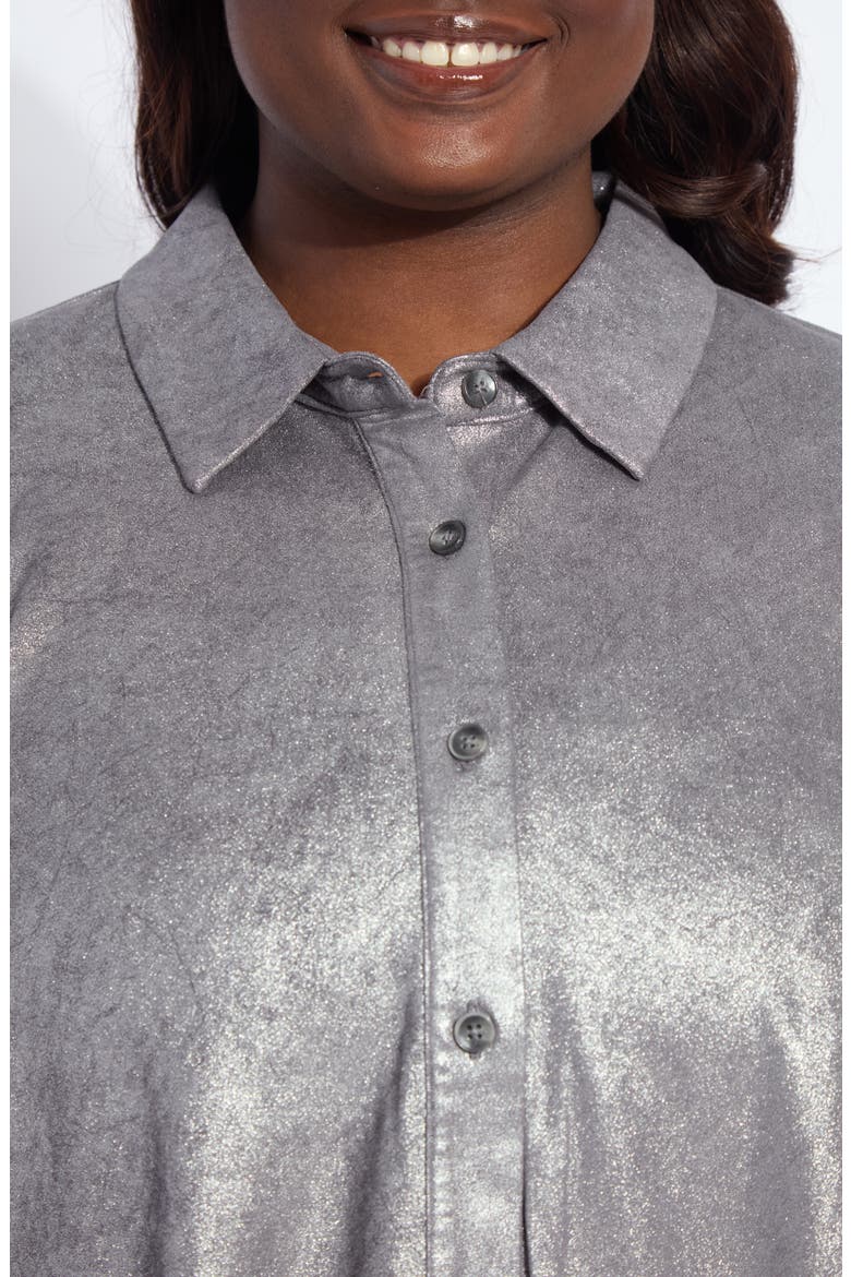 Connie Foil Faux Suede Shacket, Alternate, color, DISTRESS METALLIC SILVER