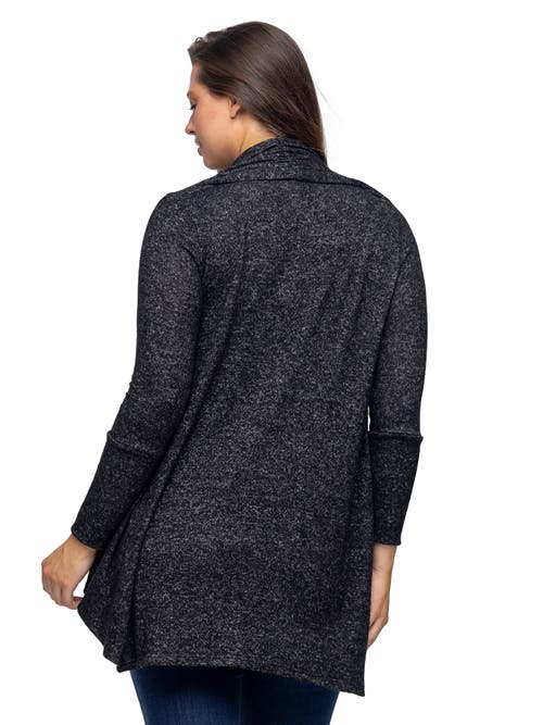 24seven Comfort Apparel Open Front Long Sleeve High Low Cozy Cardigan In Blue