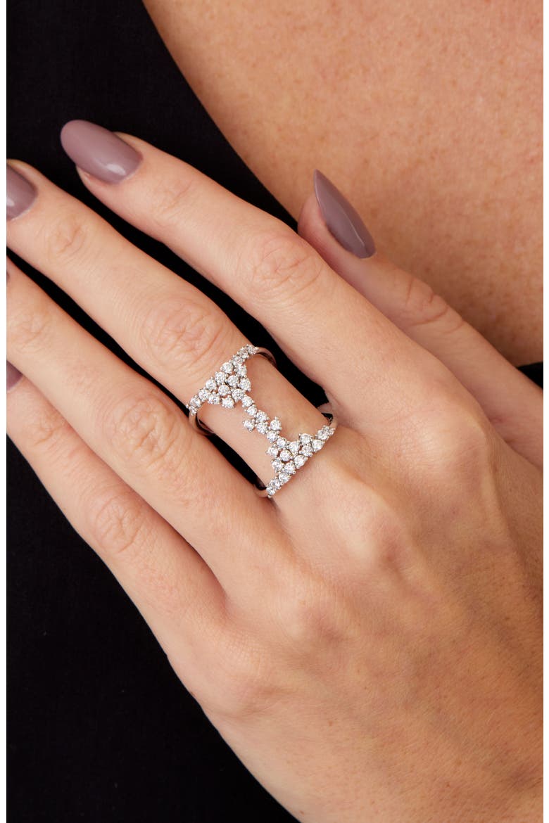 Scattered Cubic Zirconia Statement Ring, Alternate, color, WHITE