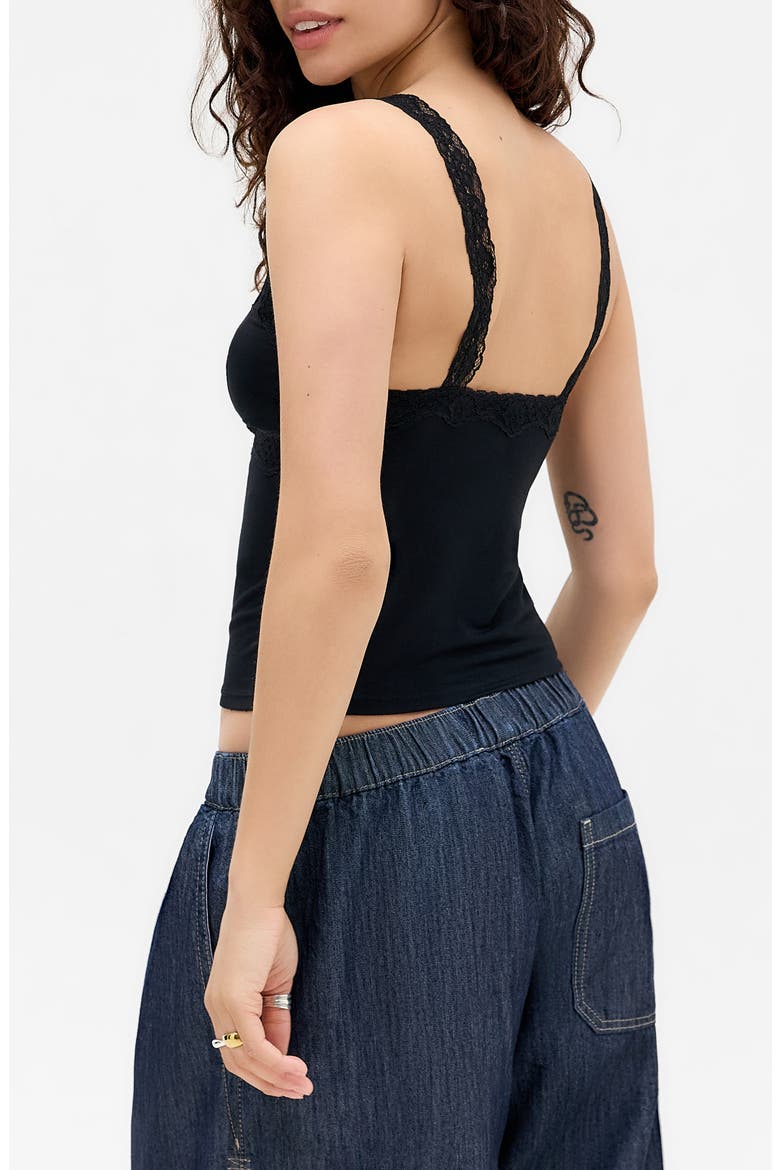 Lace Trim Camisole, Alternate, color, BLACK