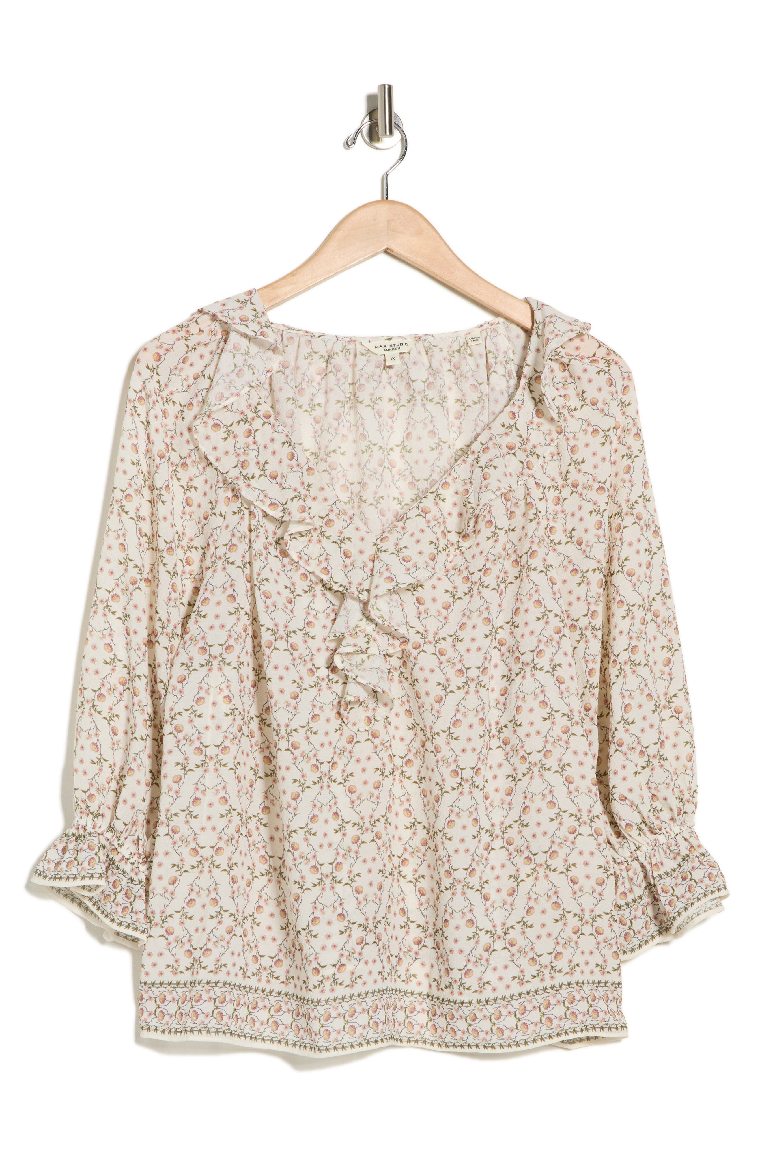 MAX STUDIO Ruffle Woven Top