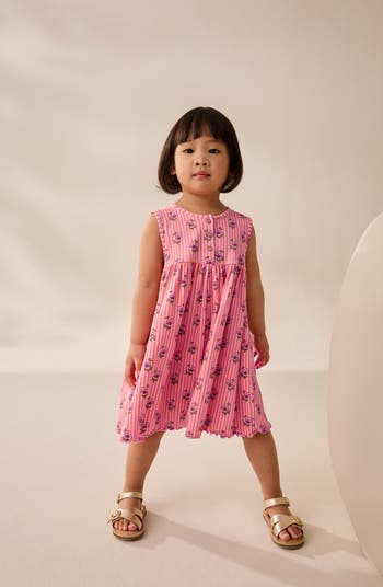 Kids' Floral Print Ribbed Romper