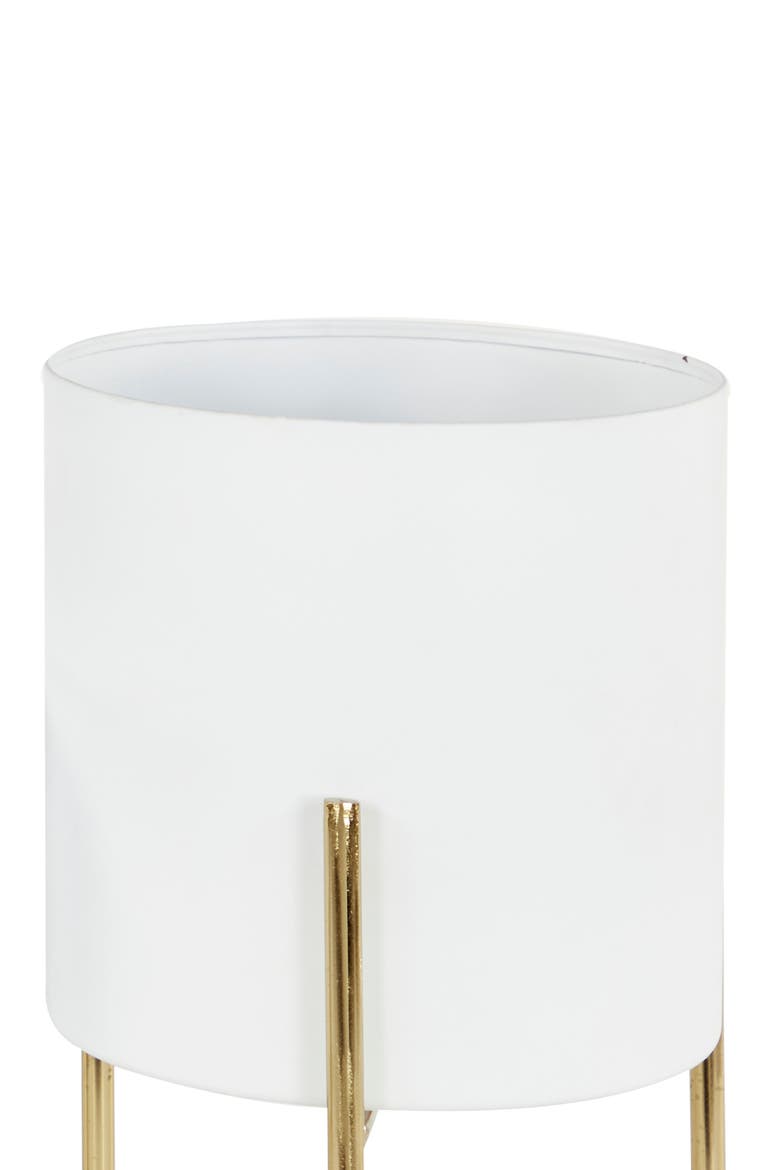 White Metal Indoor & Outdoor Planter with Removable Goldtone Stand - Set of 3, Alternate, color, WHITE