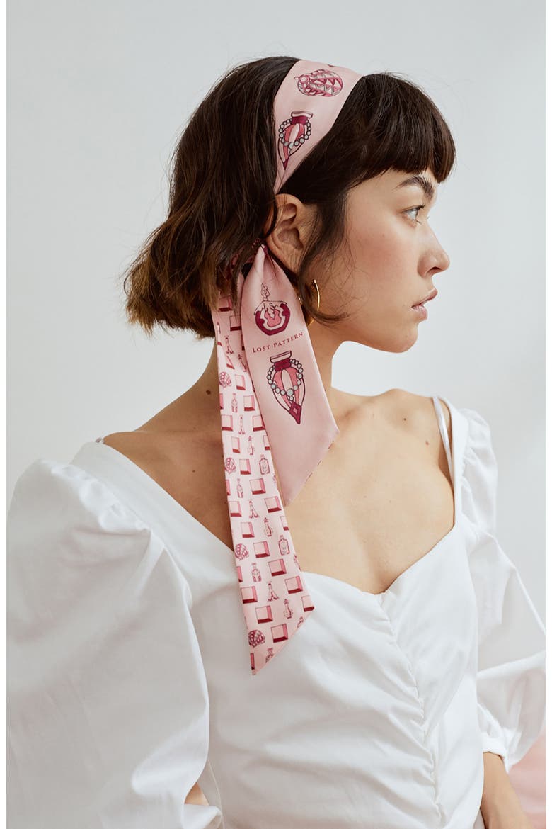 Amora Skinny Silk Scarf, Alternate, color, BLUSH