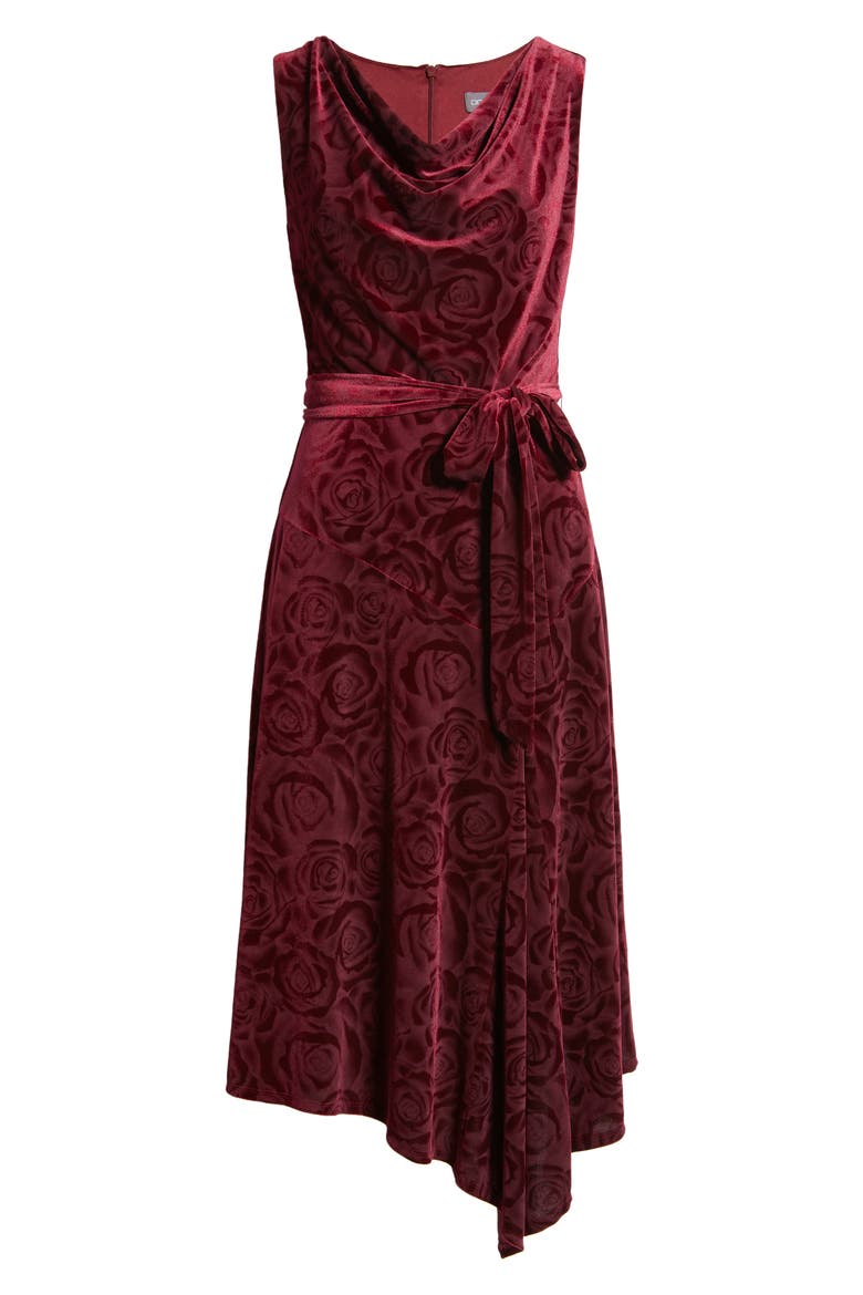 Donna Ricco Cowl Neck Sleeveless A-Line Dress, Alternate, color, WINE
