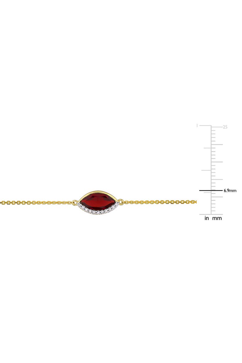Gemstone & Diamond Station Bracelet 14K, Alternate, color, Garnet