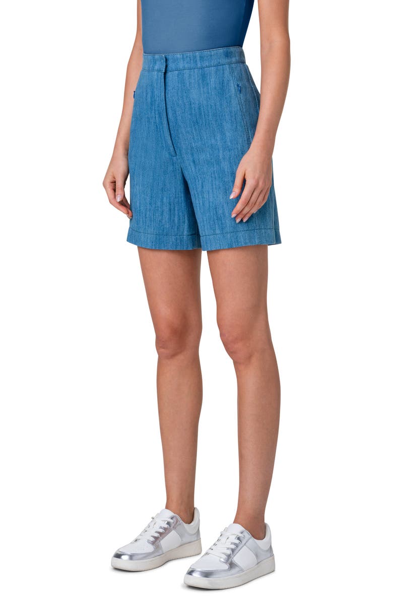Akris punto Filia High Waist Denim Bermuda Shorts, Alternate, color, Medium Blue Denim