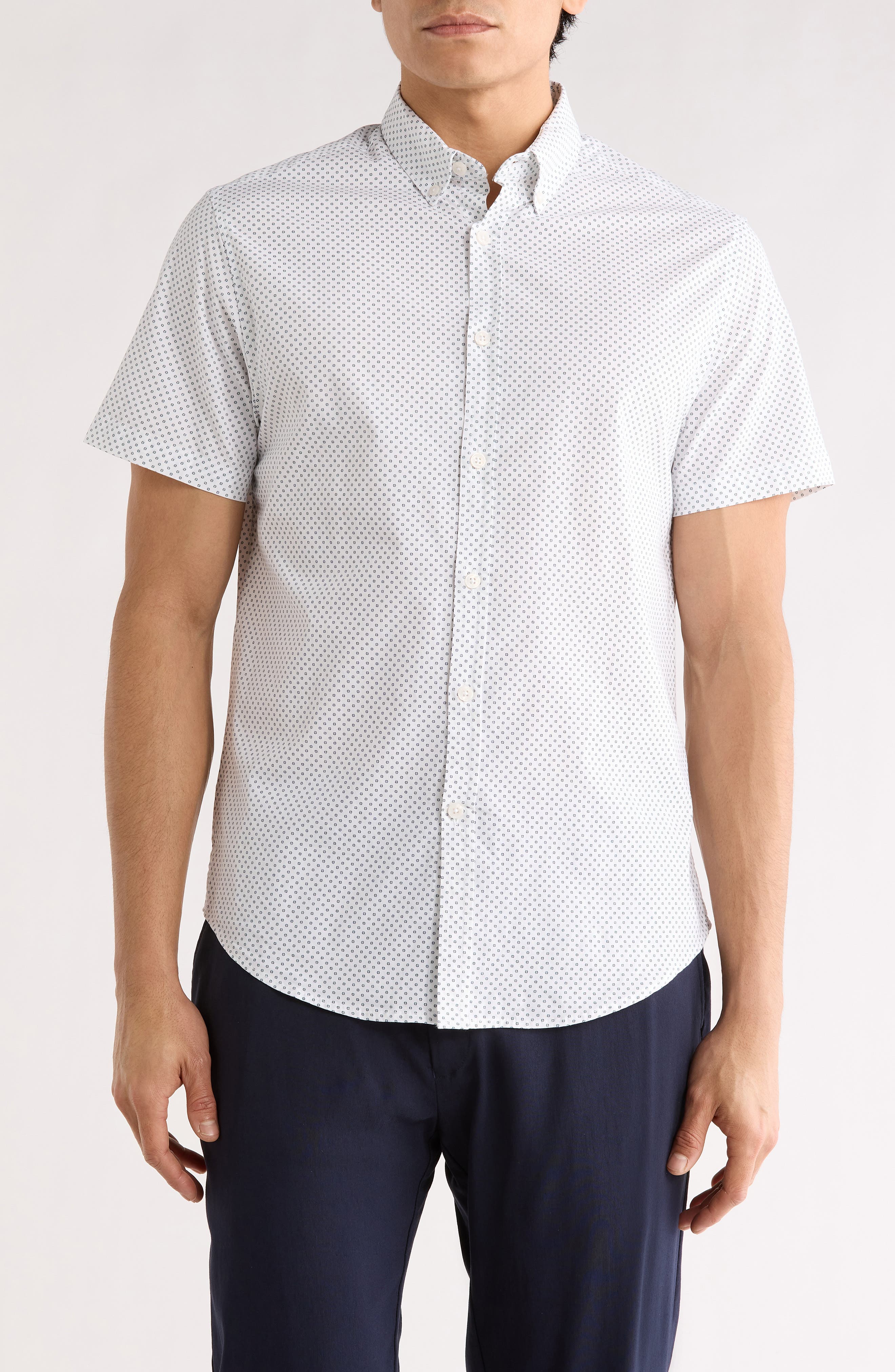 DENIM AND FLOWER Pop Geometric Short Sleeve Button-Down Shirt