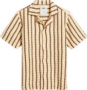OAS Stripe Waffle Knit Camp Shirt
