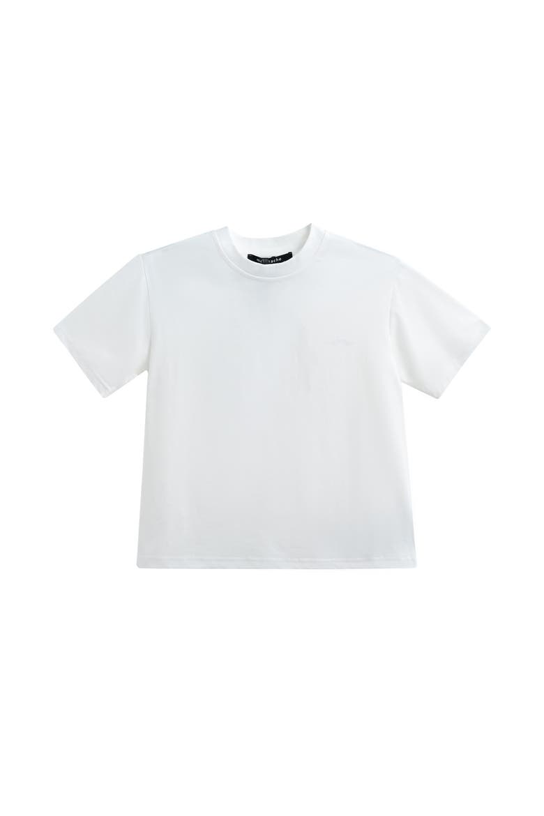T-Shirt with Mustache Detail, Main, color, White