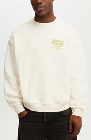 Cotton On Men's Box Fit Graphic Crew Sweater