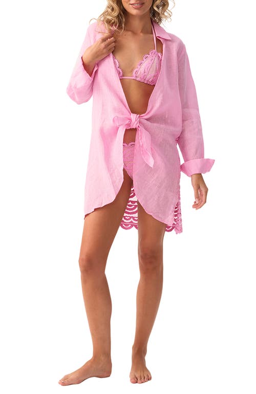 Pq Swim Lace Millie Tie Cover-up Tunic In Pink