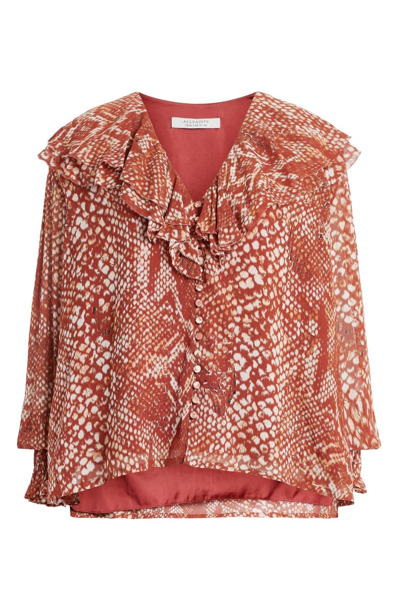 AllSaints Phoebe Waimea Ruffle Top, Alternate, color, 