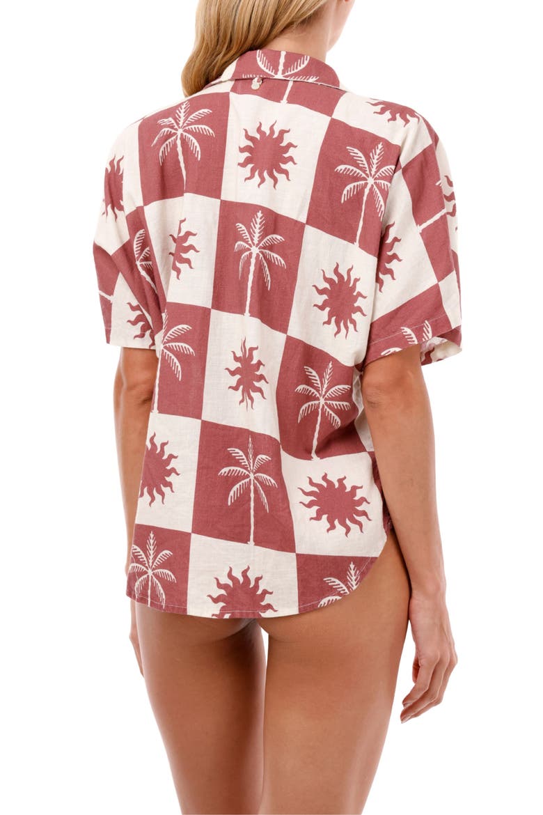 Sunrise Palm Twyla Cotton Cover-Up Shirt, Alternate, color, SUNRISE PALM
