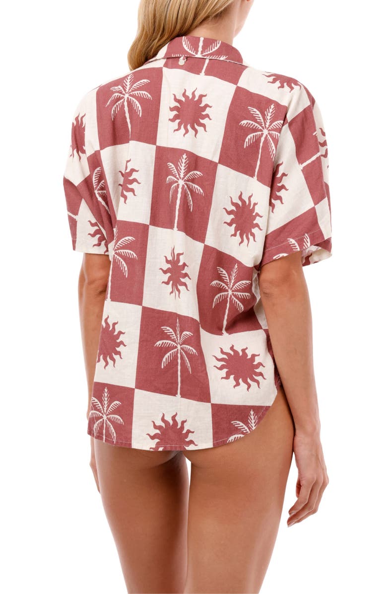 MALAI Sunrise Palm Twyla Cotton Cover-Up Shirt, Alternate, color, Sunrise Palm