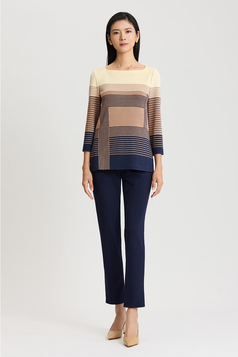 Ombre Stripe Soft Knit Tunic, Alternate, color, Indigo/Warm Taupe/Almond