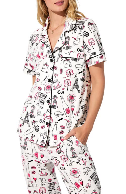 Bedhead Pajamas Print Stretch Organic Cotton Jersey Crop Pajamas In Red