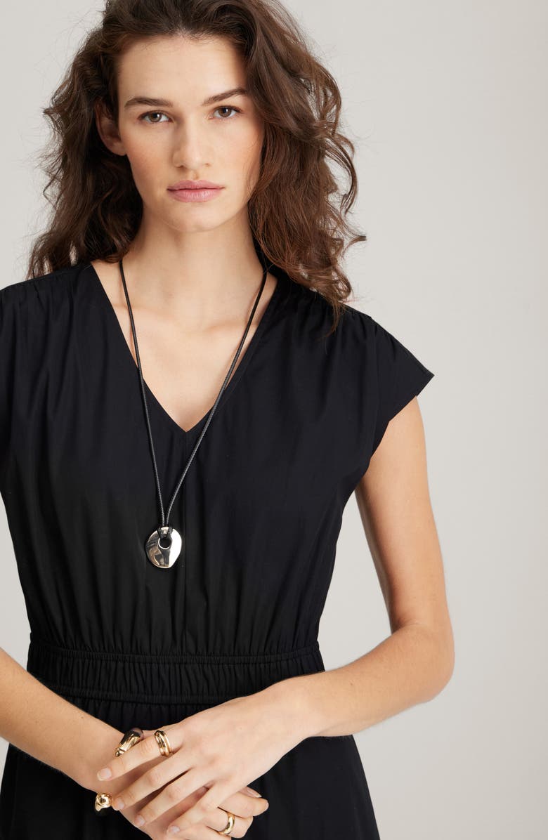 Nordstrom Tiered Poplin Maxi Dress, Alternate, color, Black