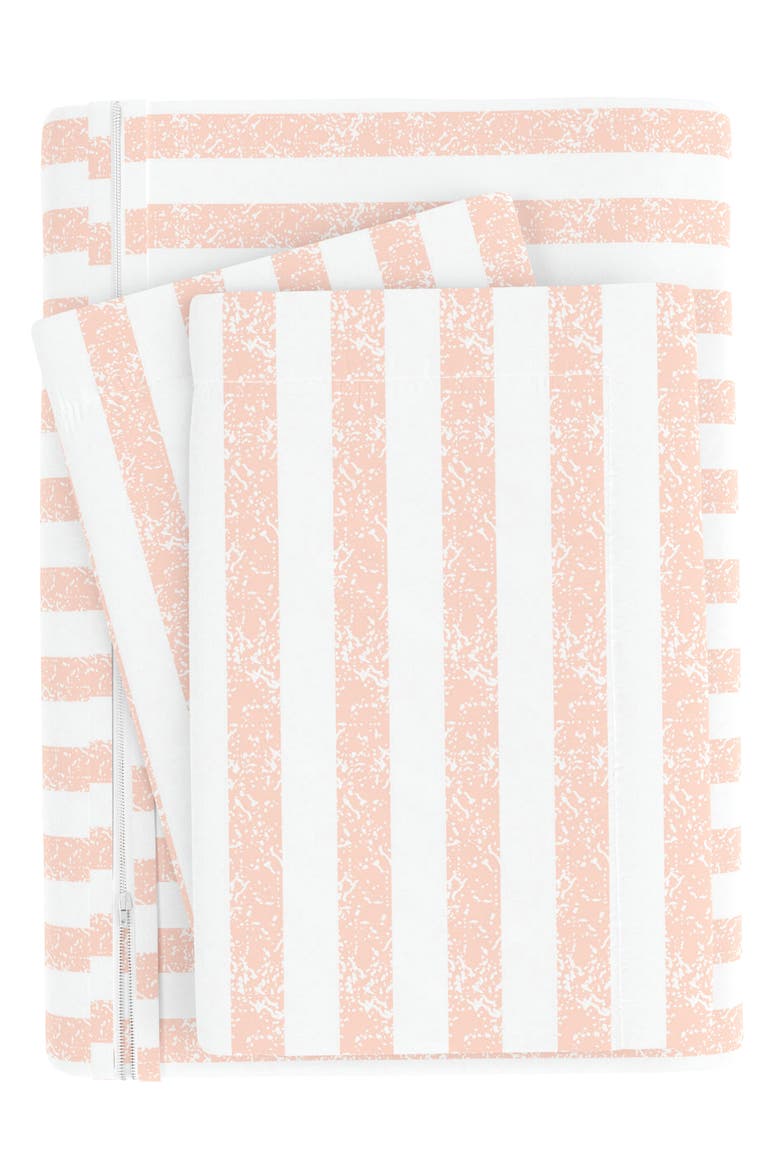 Premium Ultra Soft 3-Piece Puffed Rugged Stripes Duvet Cover Set, Alternate, color, BLUSH