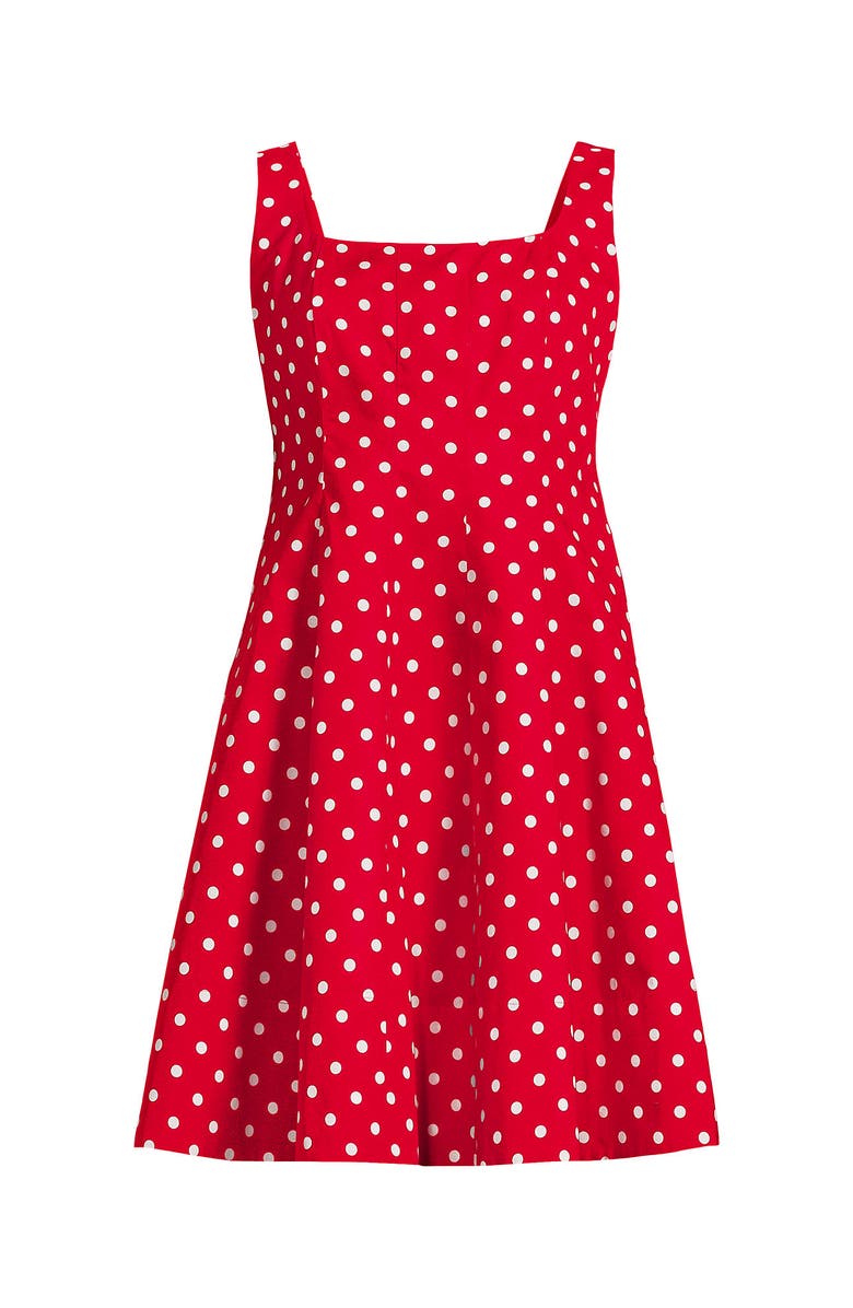 Lands' End Princess Seam Poplin Above the Knee Dress, Alternate, color, Compass Red Dot