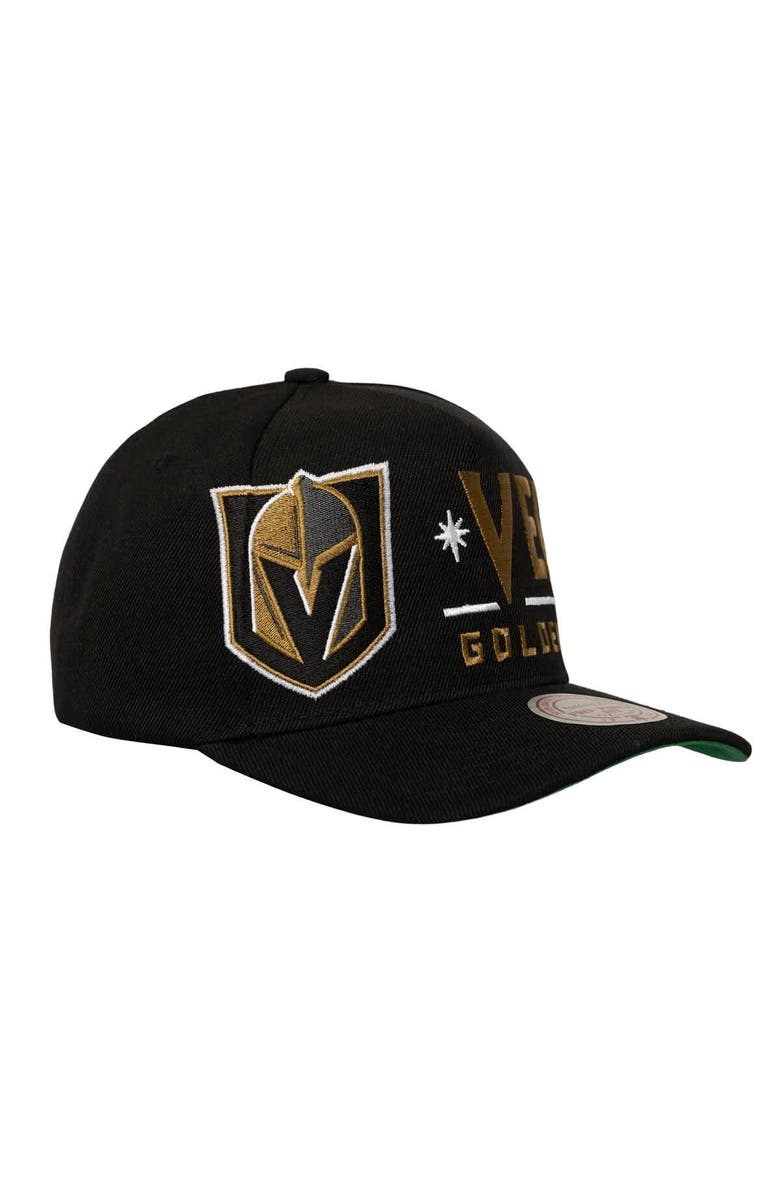 Mitchell & Ness Men's Mitchell & Ness Black Vegas Golden Knights Busted Logo Wordmark Wrap-Around Pro Pinch Adjustable Hat, Alternate, color, Black